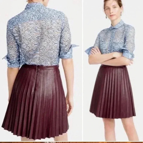 NwtJ.Crew Faux Leather Maroon Plead Skirt  Sz 8 Style#F6089 - Picture 10 of 10